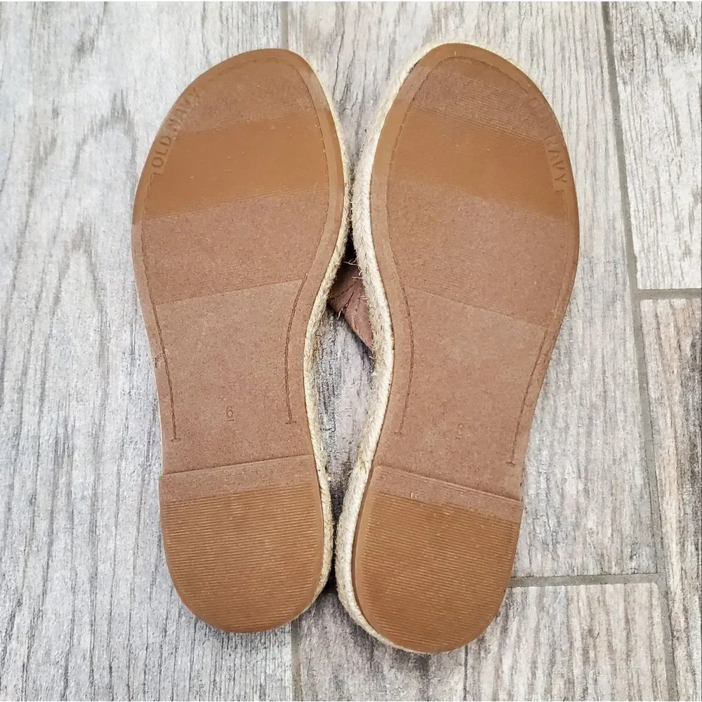 NWOT Old Navy Tan Espadrille Slides Girl's Size 6